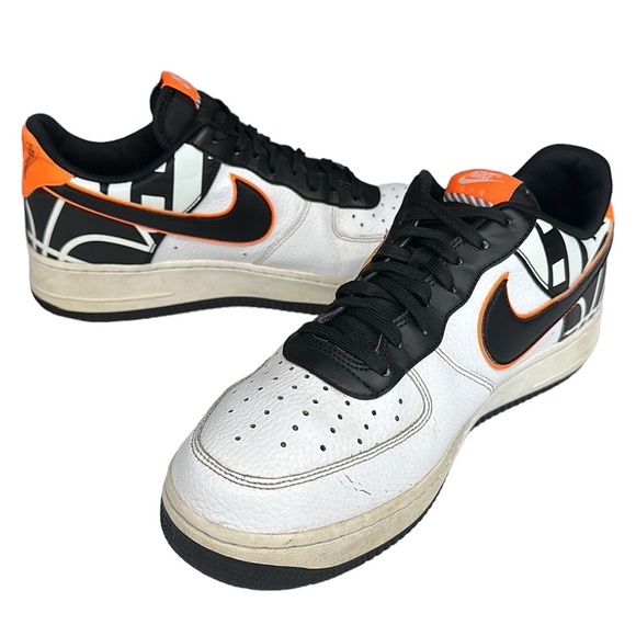 Nike Air Force One 1'07 LV8 Low White Black Orange Shoes #823511-104 Size 10.5 - Picture 2 of 11